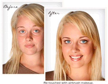 Airbrushing Makeup on Before And After   Airbrush Makeup Pictures